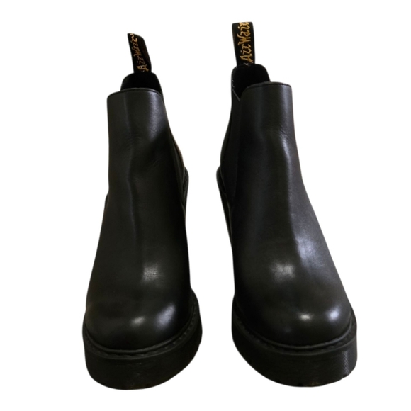 Dr. Martens Hurston Black Leather Heeled Platform Lug Sole Chelsea Boots 9-10 - Picture 3 of 14